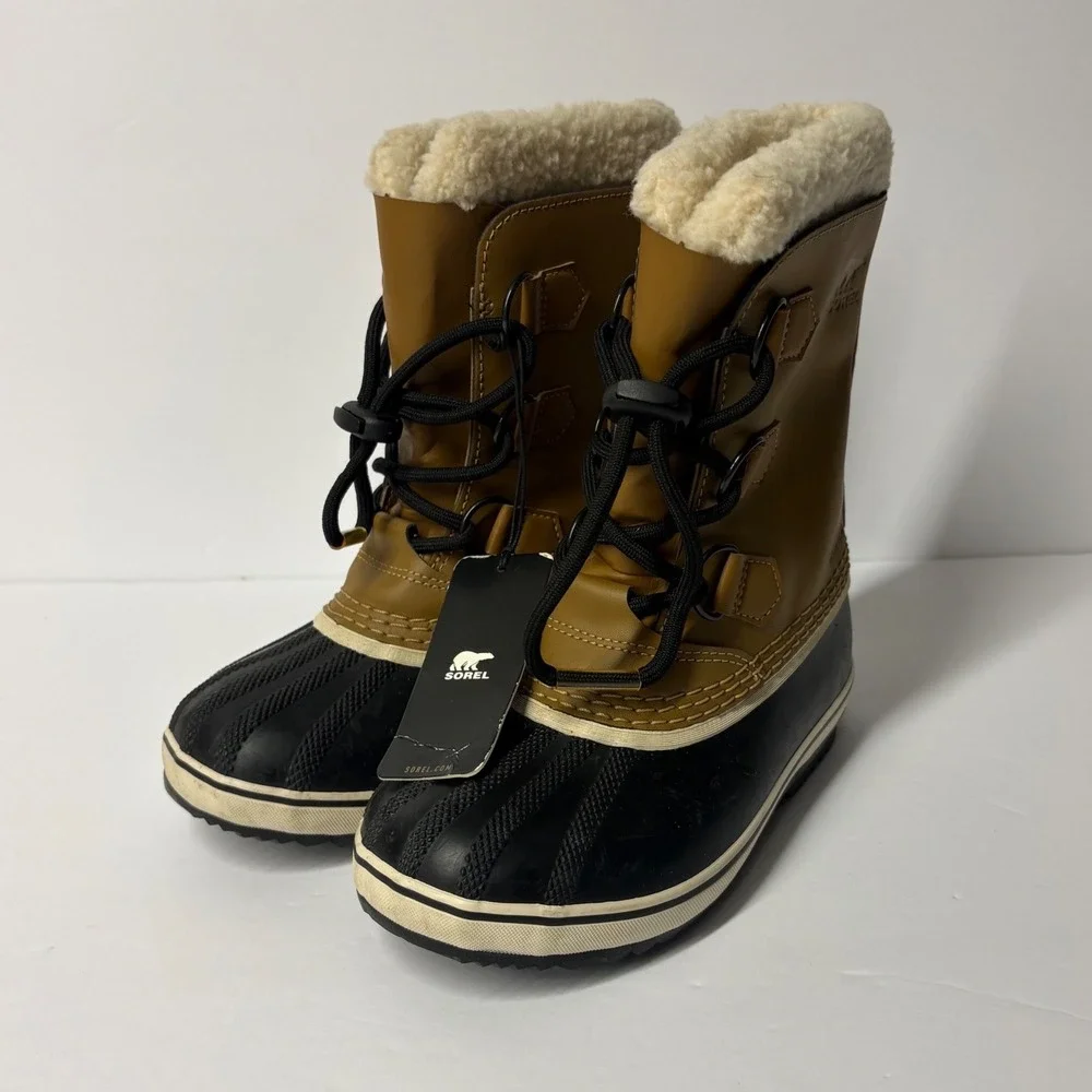 Sorel Kids Yoot Pac Nylon Waterproof Winter Boots Curry Black NY1963-259 Size 1